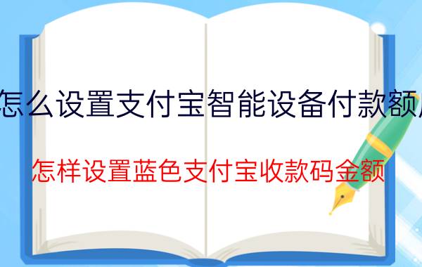 怎么设置支付宝智能设备付款额度 怎样设置蓝色支付宝收款码金额？